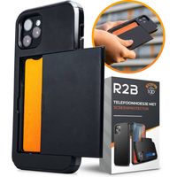 R2B hoesje met pasjeshouder geschikt voor iPhone 15 Pro Max - Model ""Utrecht"" - Inclusief screenprotector - Zwart - thumbnail