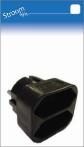 Randaarde stekkeradapter 2 x euro zwart - 6675890