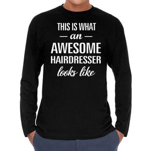 Awesome hairdresser / kapper cadeau t-shirt long sleeves heren