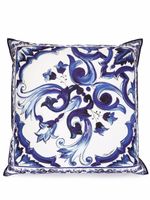 Dolce & Gabbana grand coussin en toile à imprimé Blu Mediterraneo - Blanc