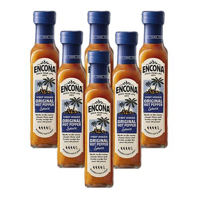 Encona - West Indian Original Hot Pepper Sauce - 6x 142ml