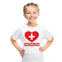 Zwitserland Supporters t-shirt - kinderen - hartjes vlag - wit - korte mouwen - sport - kleding
