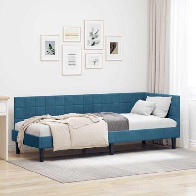 Hoekbedframe met hoofdeinde Blauw 80 x 200 cm Fluweel