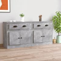 Dressoirs 2 st bewerkt hout betongrijs