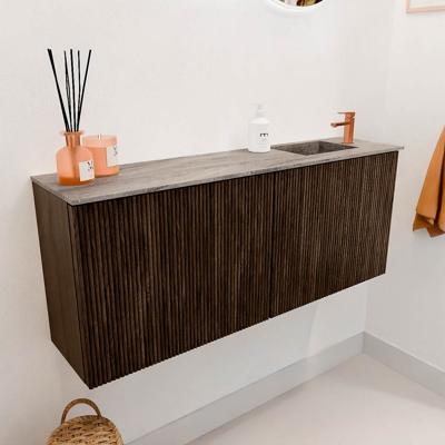 Toiletmeubel Mondiaz Joya Dlux | 100 cm | Meubelkleur Walnut | Faye wastafel Oza Wasbak Rechts | 1 kraangat