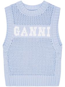 GANNI débardeur en maille intarsia - Bleu