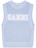 GANNI débardeur en maille intarsia - Bleu