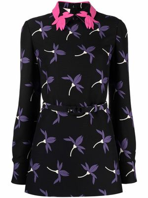 Valentino Garavani chemise imprimée Fairy Fowers à taille ceinturée - Noir
