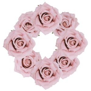 Chaks Decoratie rozen set - kunststof - 16x stuks - roze - 9,5 x 5,5 cm - bruiloft decoratie