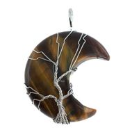 Edelsteen Hanger Levensboom Maan Tijgeroog (4 cm)