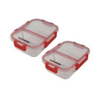 Set van 2 glazen lunchboxen - FACKELMANN - Move - Twee compartimenten - 1000 ml Set van 2 glazen lunchboxen - FACKELMANN - Move - Twee compartimenten - 1000 ml