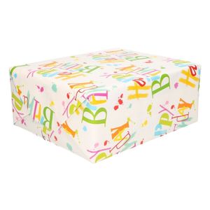 Inpakpapier/cadeaupapier Happy Birthday 200 x 70 cm op rol   -