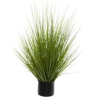 Atmosphera siergras kunstplant - grasplant sprieten - donkergroen - H74 cm - in pot - pvc