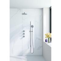 Fortifura Nebbio Regendoucheset - inbouwkraan - inbouwdeel - glijstang - doucheslang metaal - ronde handdouche - 35cm wandarm - ronde hoofddouche - geborsteld RVS PVD (RVS) SW1183066 SW1111529 SW706208 SW799447 SW720561 SW1