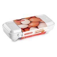 Eierdoos - koelkast organizer eierhouder - 10 eieren - wit - kunststof - 27 x 12,5 cm   -