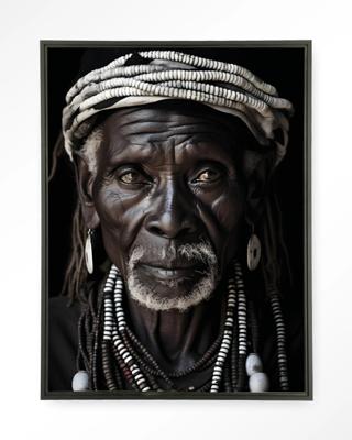 Urban Cotton Wandkleed 'Kabila' 80 x 110cm in Floating Frame - black
