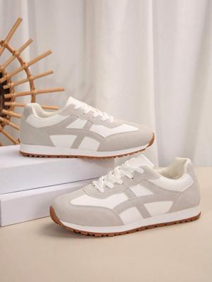 Women's Retro Walking Shoes - Black PU Leather Hiking Sneakers Beige / EUR39