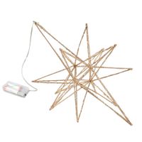 Verlichte kunststof kerstster lamp goud met warm witte verlichting inclusief timer 36 cm - thumbnail