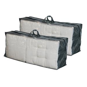 Set van 3x beschermhoezen met rits grijs/groen voor stoelkussens 130 x 50 cm