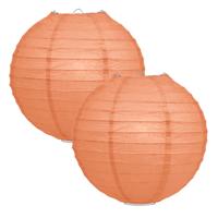 Luxe bol feest lampion - 2x - zalmroze - dia 25 cm - papier