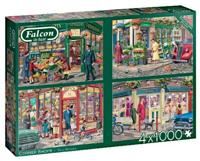 Corner Shops Puzzel 4x 1000 Stukjes