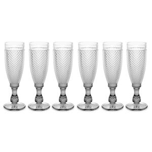 Vivalto Prosecco/champagneglazen - glas - set 12x stuks - 185 ml - Luxe Diamonds relief glas