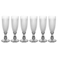 Vivalto Prosecco/champagneglazen - glas - set 12x stuks - 185 ml - Luxe Diamonds relief glas