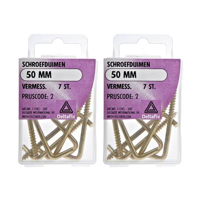 Deltafix Schroefduimen - 14x - vermessingd metaal - 50 mm - ijzerwaren
