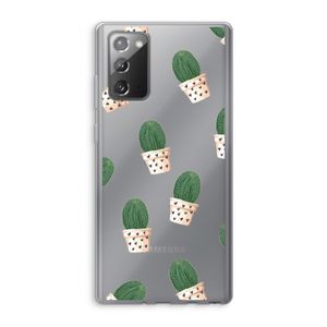 Cactusprint roze: Samsung Galaxy Note 20 / Note 20 5G Transparant Hoesje
