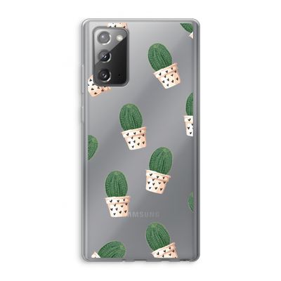 Cactusprint roze: Samsung Galaxy Note 20 / Note 20 5G Transparant Hoesje
