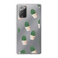 Cactusprint roze: Samsung Galaxy Note 20 / Note 20 5G Transparant Hoesje
