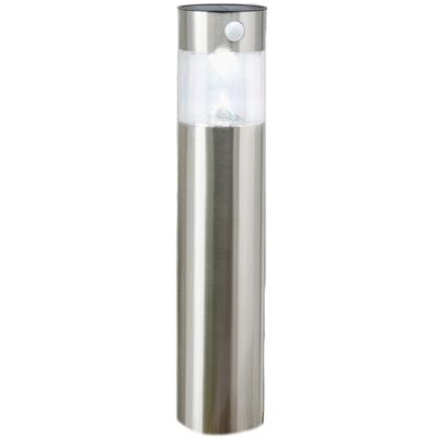 Hi Solar tuinlamp/prikspot pilaar - zilver - RVS - 50 cm - zonne energie met bewegingssensor