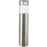 Hi Solar tuinlamp/prikspot pilaar - zilver - RVS - 50 cm - zonne energie met bewegingssensor