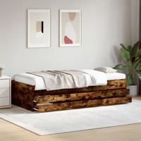 Slaapbank met lades zonder matras 100x200 cm gerookt eikenkleur