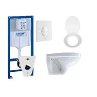 Adema Classic toiletset compleet met inbouwreservoir, softclose zitting en bedieningsplaat wit 0729122/0729205/0261520/4345124/