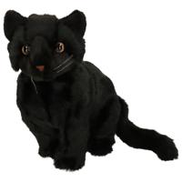 Pluche kat/poes knuffel - zwart - zittend - 30 cm - katten/poezen knuffels