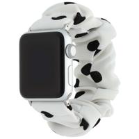 Apple Watch Nylon Scrunchie Band - Wit Met Zwarte Stippen - 44, 45, 46 & 49mm