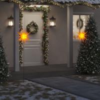 VidaXL Kerstlamp met grondpin en led inklapbaar 57 cm geel