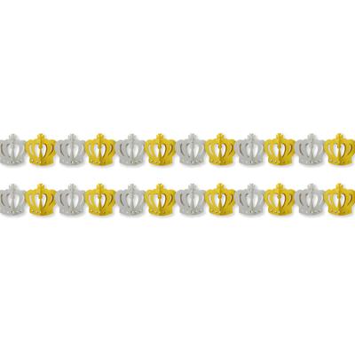 Slinger Kroontjes - 2x - 300 cm - goud/zilver - papier - versiering - feestslinger Slinger Kroontjes - 2x - 300 cm - goud/zilver - papier - versiering - feestslinger