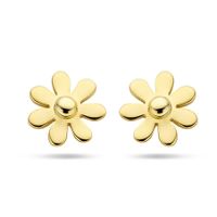 Oorknoppen Bloem zilver 7 mm goudkleurig