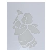 Kerst raamsjabloon engel met bel - wit - 35 cm - raamdecoratie - kerstversiering