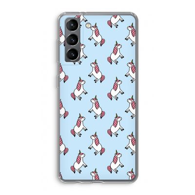 Eenhoorns overal: Samsung Galaxy S21 Transparant Hoesje