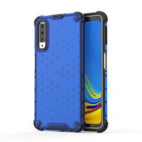 Schokbestendige honingraat PC + TPU Case voor Galaxy A7 (2018) (blauw)