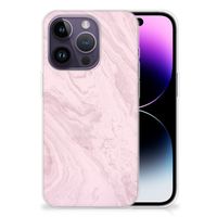 Apple iPhone 14 Pro TPU Siliconen Hoesje Marble Pink - Origineel Cadeau Vriendin