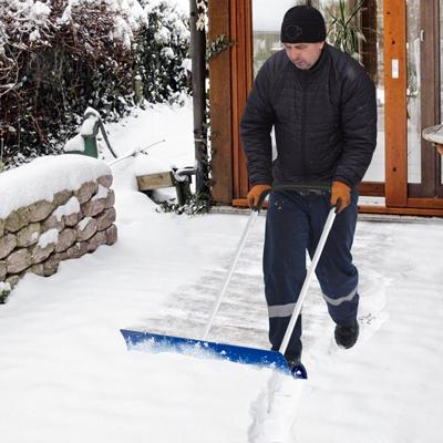 95 cm Aluminium Sneeuwschuiver Sneeuwschuiver met Omkeerbaar en in Twee Richtingen Schuin Blad Sneeuwruimer voor Opritten