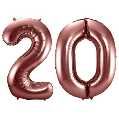 Folat Verjaardag Leeftijd folieballon - 20 jaar - ros? goud - 86 cm - cijferballon groot