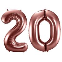 Folat Verjaardag Leeftijd folieballon - 20 jaar - ros? goud - 86 cm - cijferballon groot