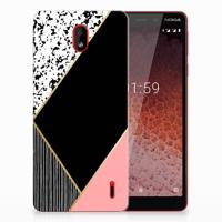 Nokia 1 Plus | TPU Hoesje | Zwart Roze Vormen