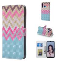 Kleur Wave 3D patroon horizontale Flip lederen case voor Huawei P30 lite met houder & kaartsleuven & foto frame & portemonnee