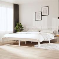 Bedframe massief grenenhout wit 200x200 cm